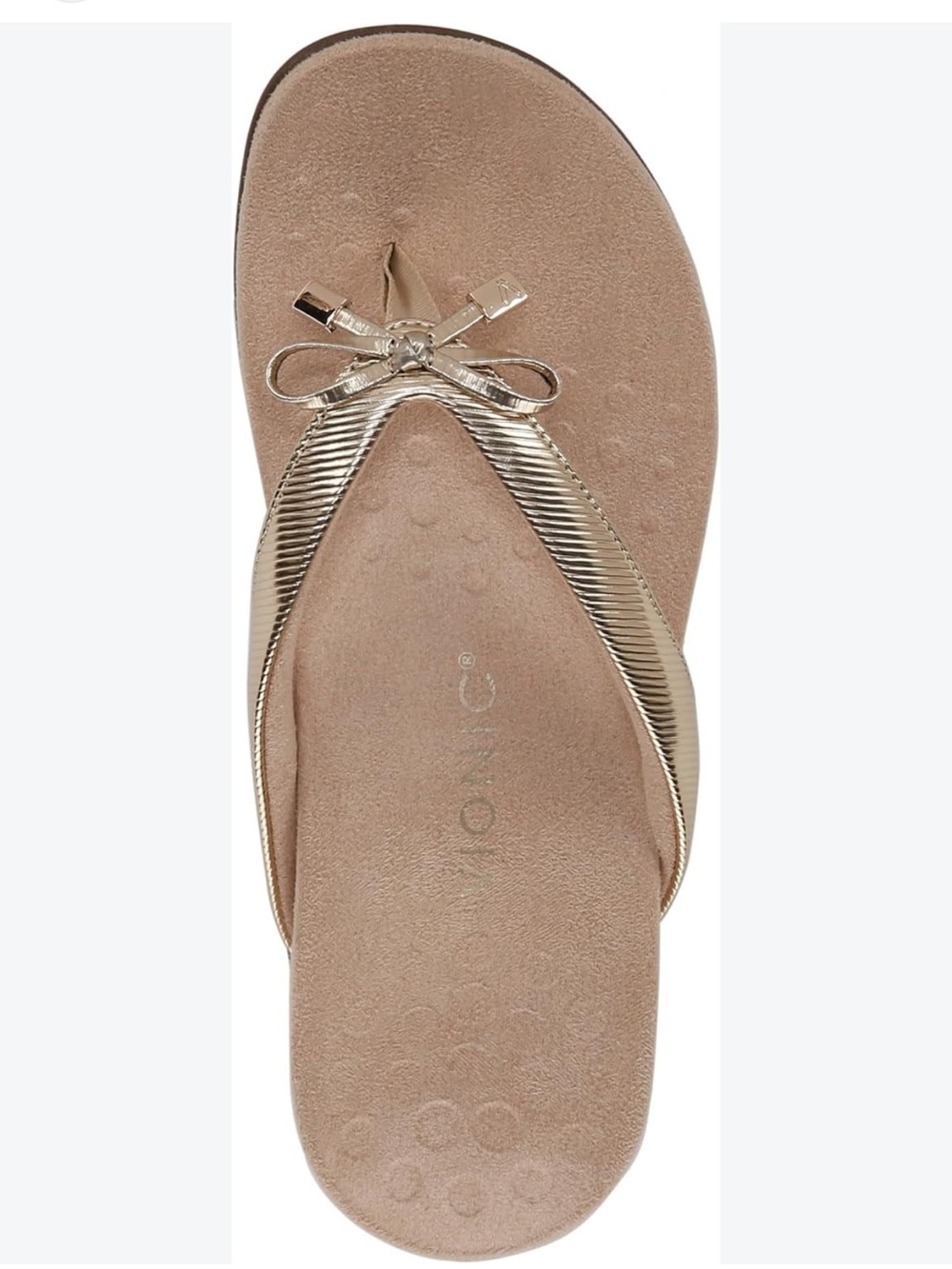 Vionic Bella II Gold Bow Tie Sandals Slides. Comfort. Feminine. EUC. SZ 7. Beach